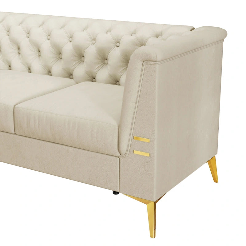 Velvet three-seater sofa