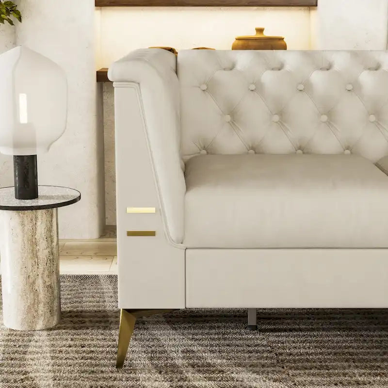 Velvet three-seater sofa
