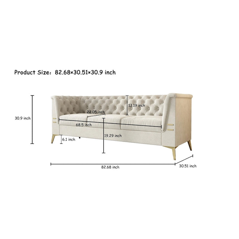 Velvet three-seater sofa