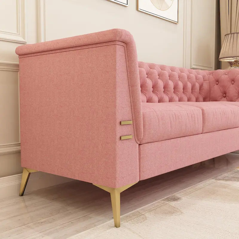 Velvet three-seater sofa