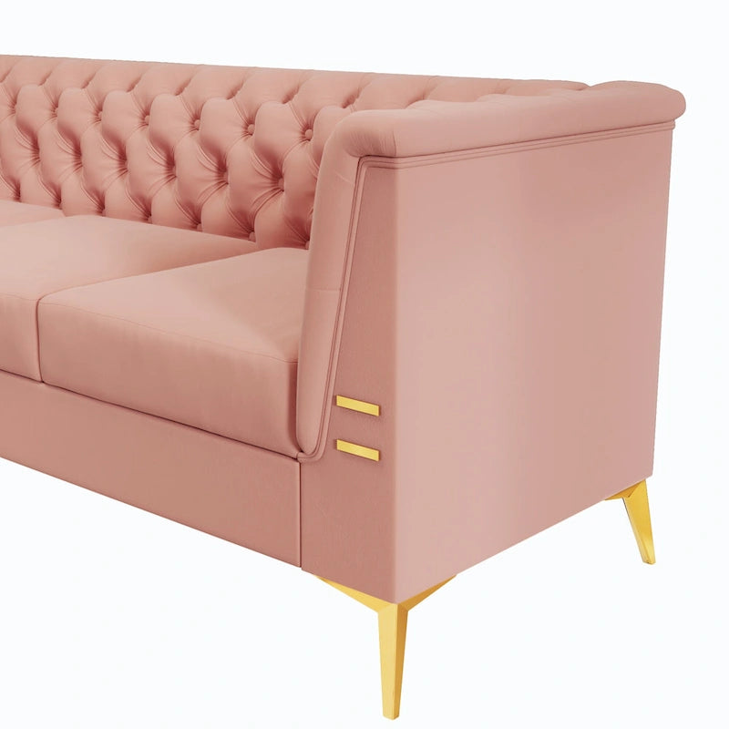 Velvet three-seater sofa