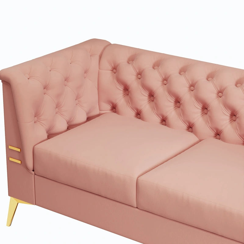 Velvet three-seater sofa