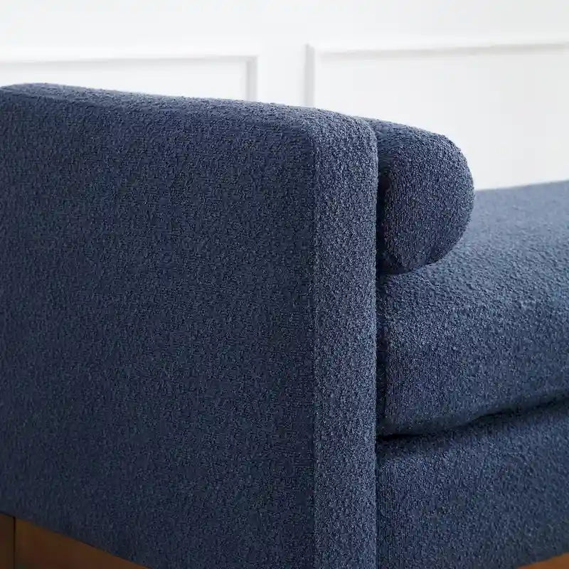 53.5W Elegant Upholstered Bench, Ottoman with Wood Legs & Bolster Pillows for End of Bed, Bedroom, Living Room, Entryway