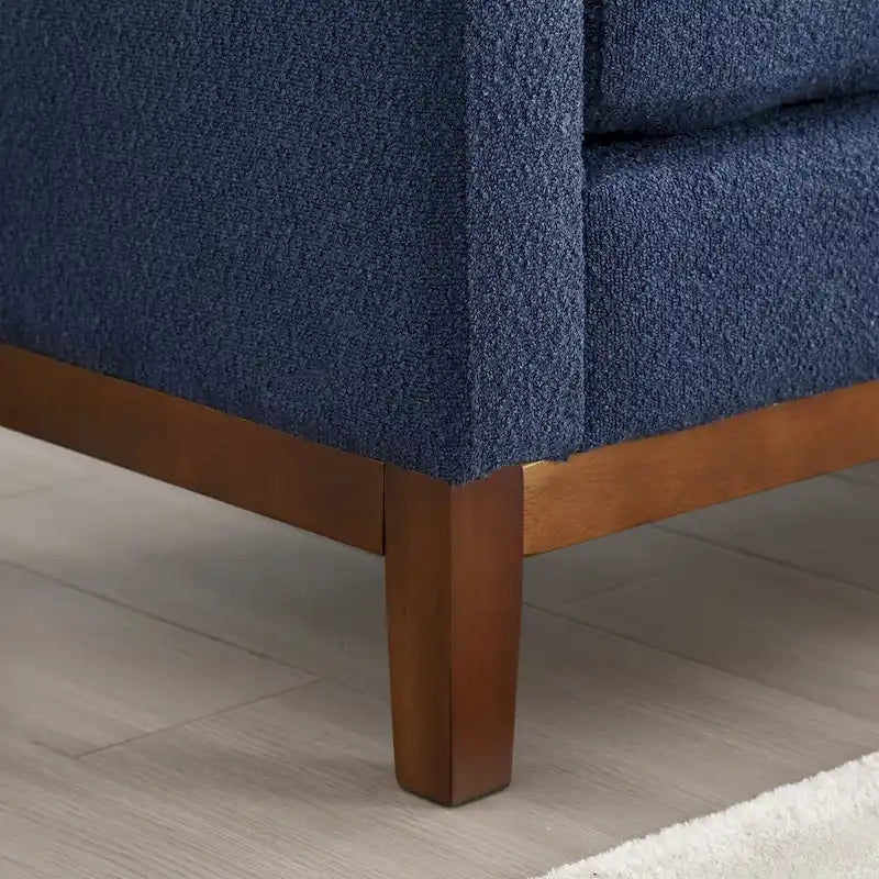 53.5W Elegant Upholstered Bench, Ottoman with Wood Legs & Bolster Pillows for End of Bed, Bedroom, Living Room, Entryway