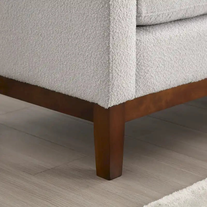 53.5W Elegant Upholstered Bench, Ottoman with Wood Legs & Bolster Pillows for End of Bed, Bedroom, Living Room, Entryway