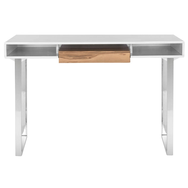 Modern White/ Chrome Computer Desk