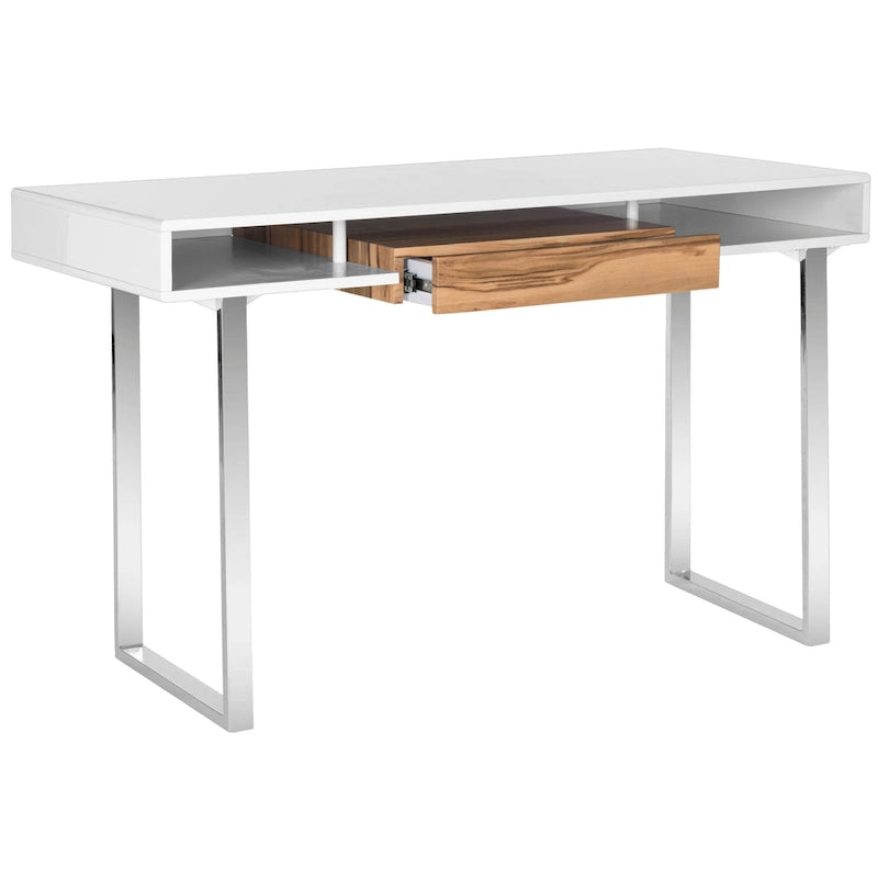 Modern White/ Chrome Computer Desk