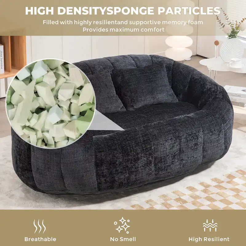 2-Seater Lazy Sofa with High-Density Foam and Oversized Comfort