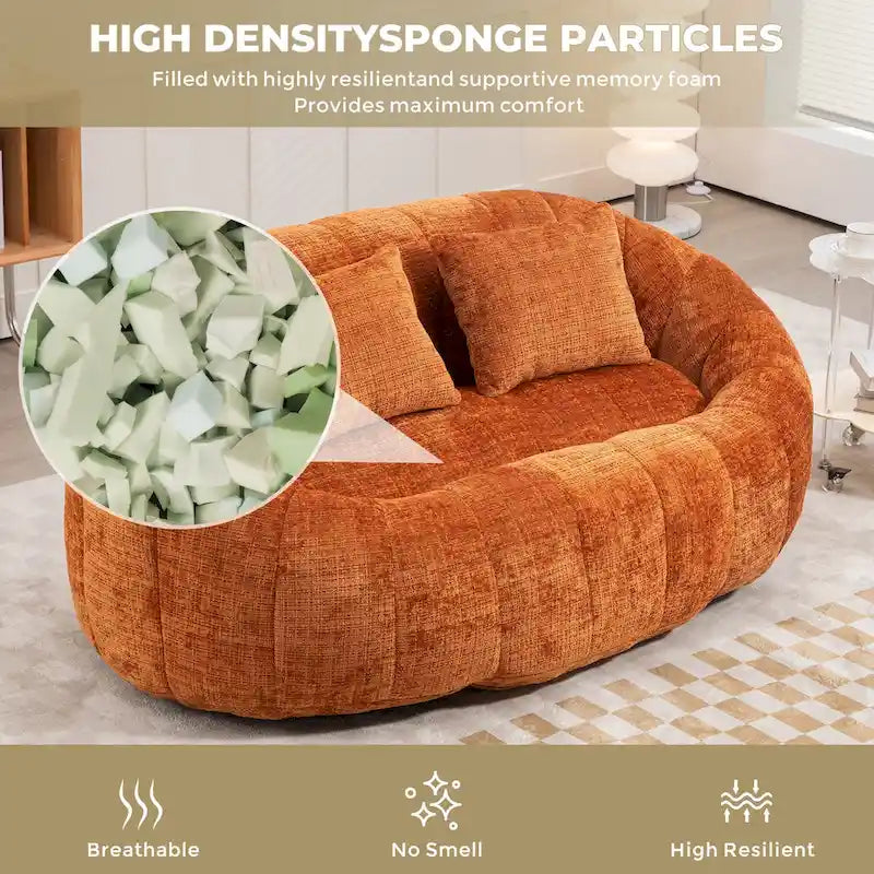 2-Seater Lazy Sofa with High-Density Foam and Oversized Comfort