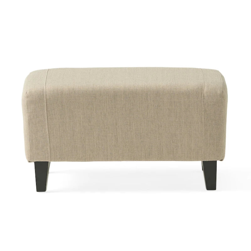 Light Beige Tufted Fabric Club Chair with Ottoman by