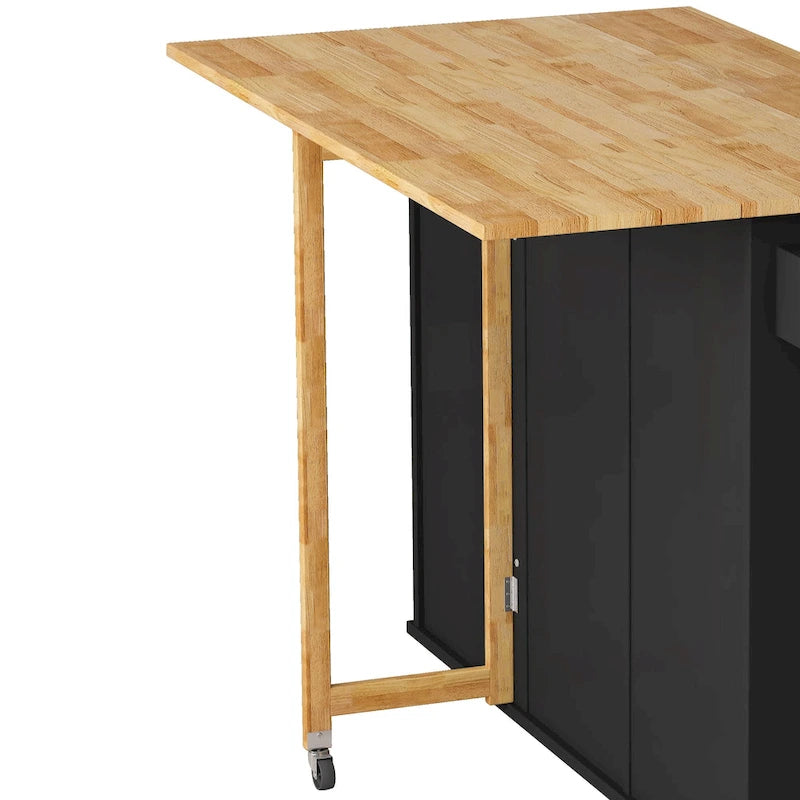 Kitchen Island Cart with Two Door Cabinet and Three Drawers