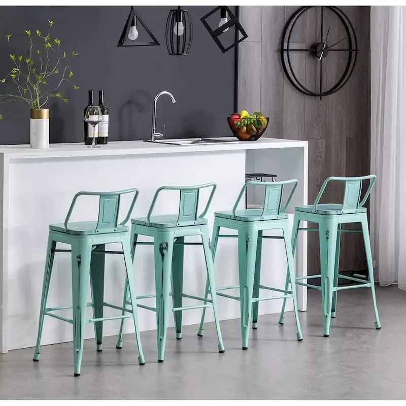 Bar Stools 24 Inches Metal bar stools with backs Set of 4