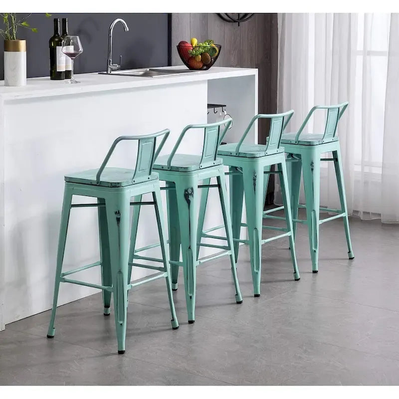 Bar Stools 24 Inches Metal bar stools with backs Set of 4
