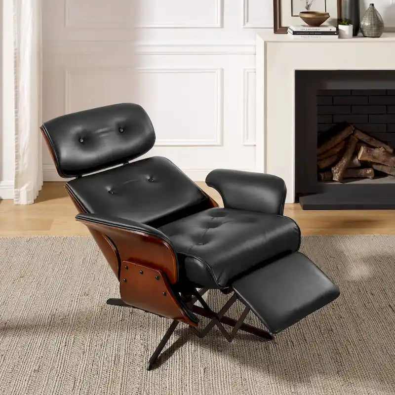 Mid-century Modern Faux Leather Lounge Chair Recliner