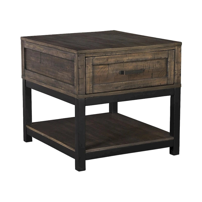Casual Grayish Brown Rectangular End Table