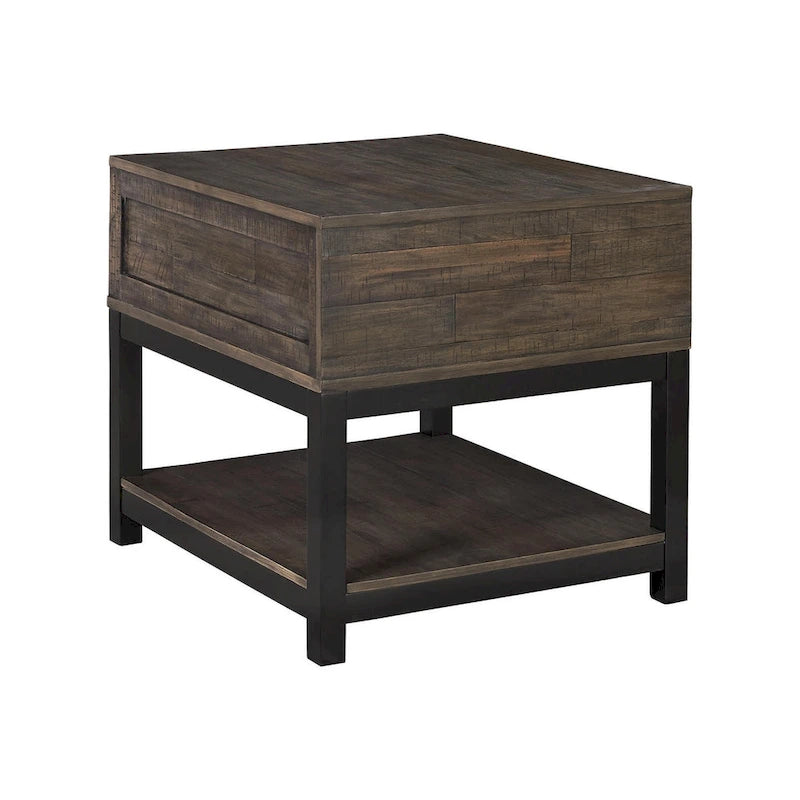 Casual Grayish Brown Rectangular End Table