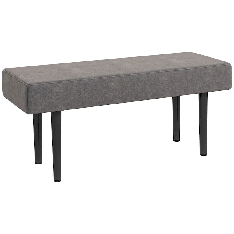 39 End of Bed Bench, Upholstered Entryway Bench with Steel Legs, Bedroom Bench, Gray