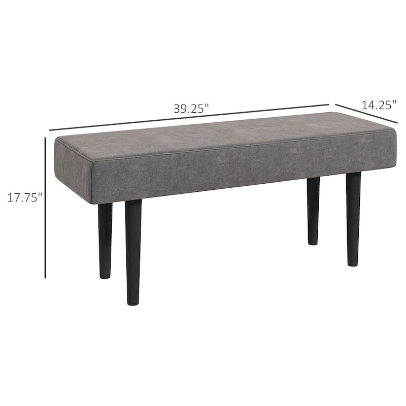 39 End of Bed Bench, Upholstered Entryway Bench with Steel Legs, Bedroom Bench, Gray