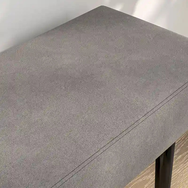 39 End of Bed Bench, Upholstered Entryway Bench with Steel Legs, Bedroom Bench, Gray