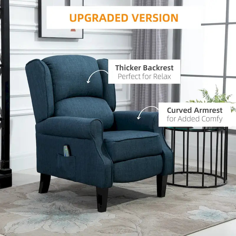 Wingback Heated Vibrating Massage Chair,Accent Sofa Upholstered Massage Recliner Chair Push-back with Remote Controller