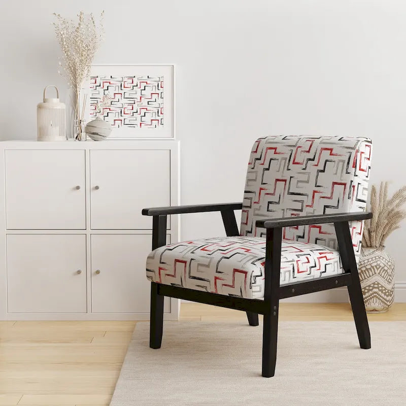Multicolor Trendy Geometric Upholstered Patterned Accent Chair and Arm Chair
