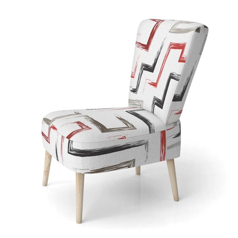 Poltrona decorativa multicolore di tendenza con motivo geometrico imbottito e poltrona con braccioli