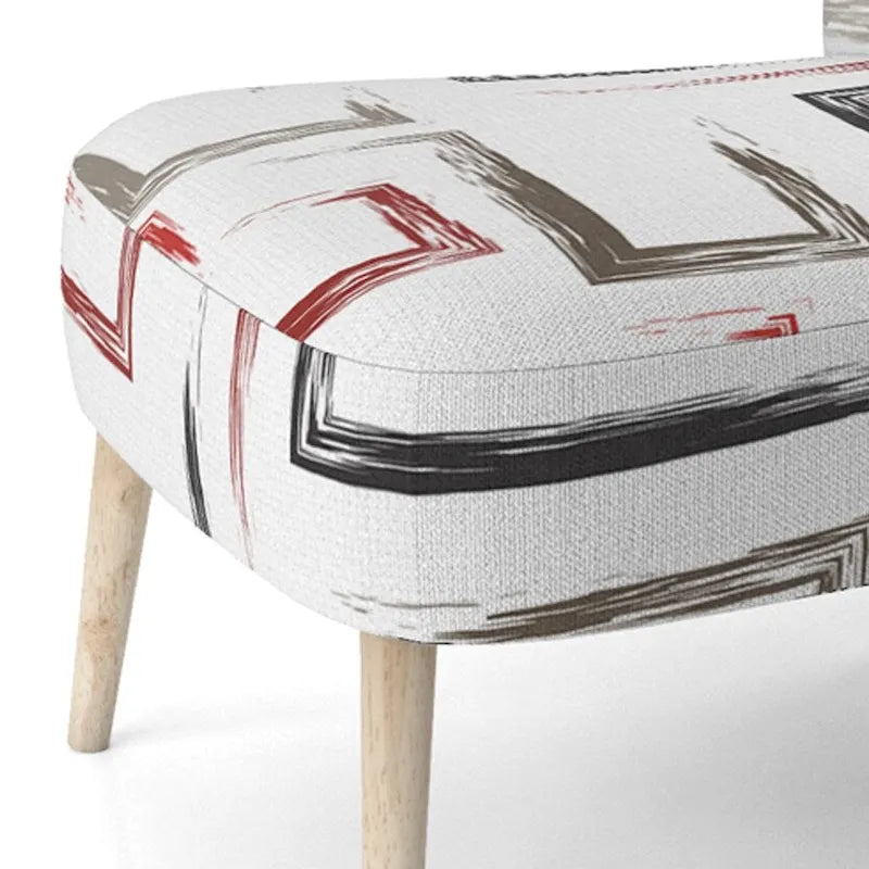 Poltrona decorativa multicolore di tendenza con motivo geometrico imbottito e poltrona con braccioli