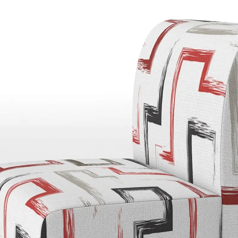Poltrona decorativa multicolore di tendenza con motivo geometrico imbottito e poltrona con braccioli