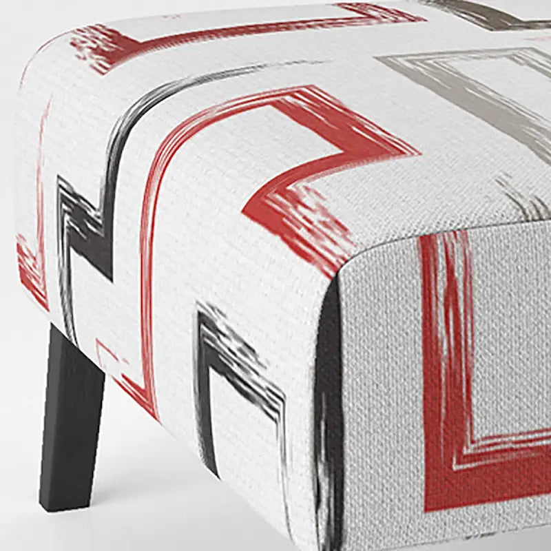 Poltrona decorativa multicolore di tendenza con motivo geometrico imbottito e poltrona con braccioli