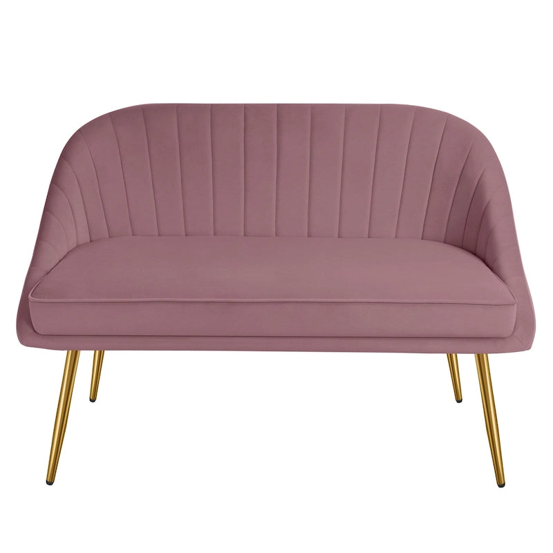 Tufted Contemporary Loveseat Sofa Chair With Gold Metal Legs Two-Seat Sofa for Living Room Bedroom