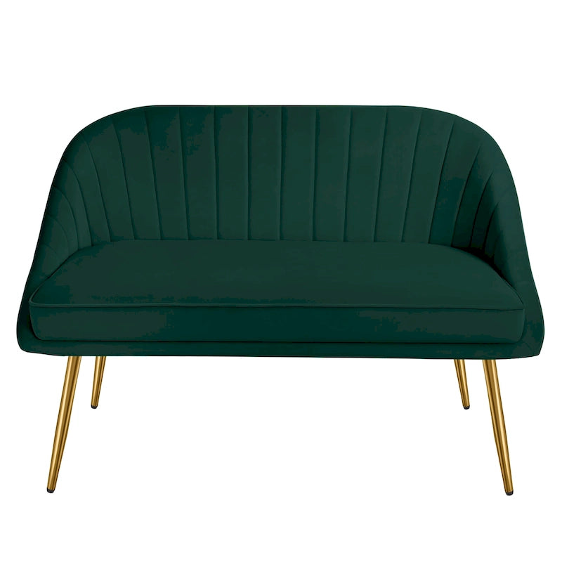 Tufted Contemporary Loveseat Sofa Chair With Gold Metal Legs Two-Seat Sofa for Living Room Bedroom
