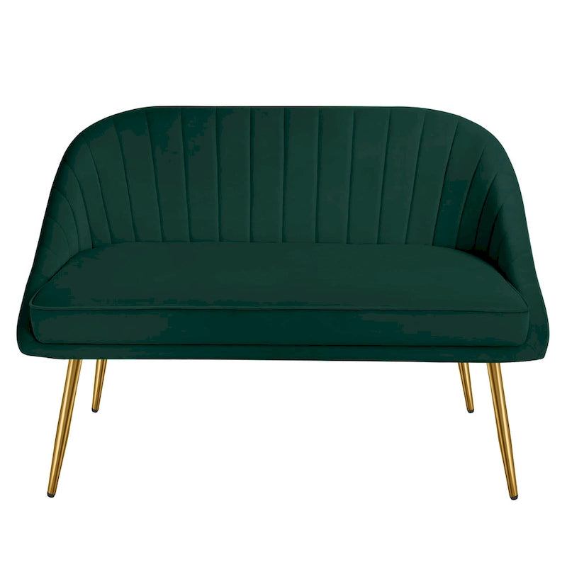 Tufted Contemporary Loveseat Sofa Chair With Gold Metal Legs Two-Seat Sofa for Living Room Bedroom