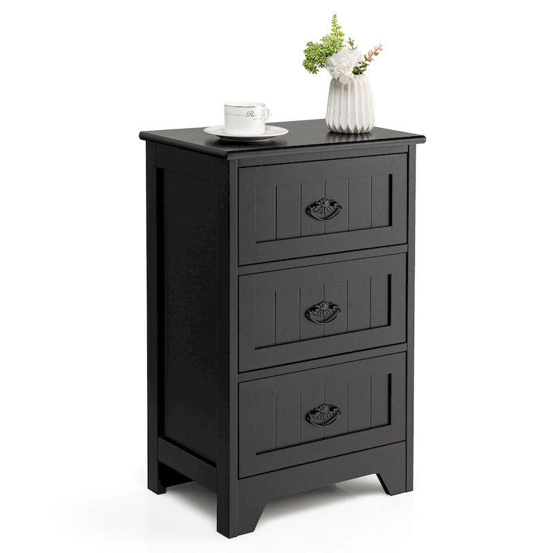 Comodino con 3 cassetti, tavolino laterale, organizer e contenitore per camera da letto, tavolino decorativo