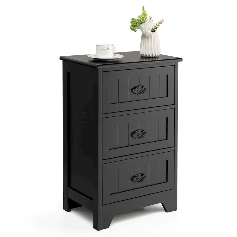 Comodino con 3 cassetti, tavolino laterale, organizer e contenitore per camera da letto, tavolino decorativo