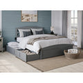Letto con struttura a piattaforma, pediera e 2 cassetti portaoggetti
