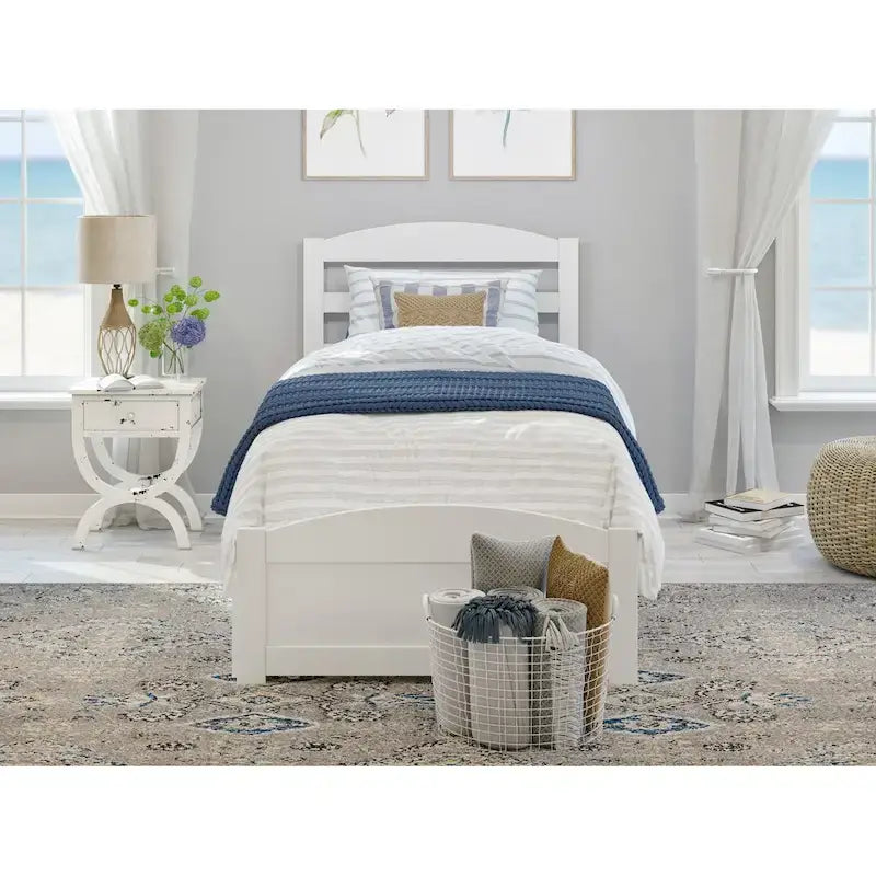 Platform Bed with Footboard and 2 Storage Drawers