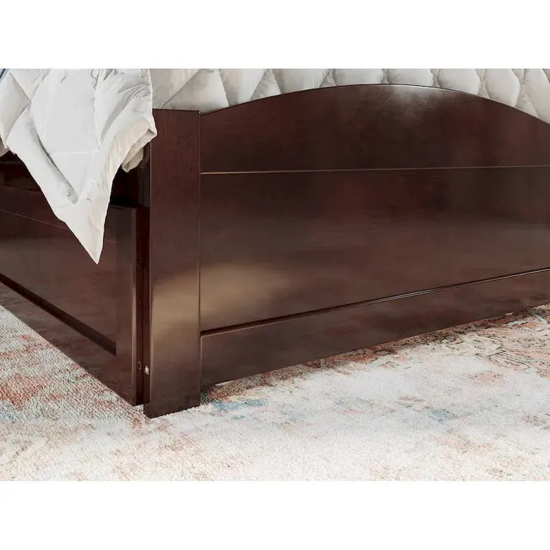 Letto con struttura a piattaforma, pediera e 2 cassetti portaoggetti