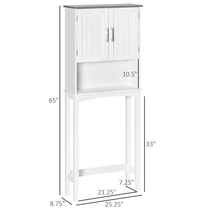 Modern Over The Toilet Storage Cabinet, Double Door Over Toilet Bathroom Organizer