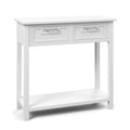 Tavolo consolle stretto con cassetti e ripiano portaoggetti aperto - 31.5L x 14W x 32H