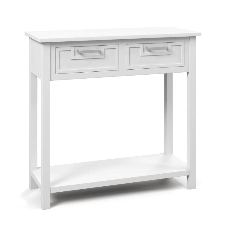 Narrow Console Table with Drawers and Open Storage Shelf - 31.5L x 14W x 32H