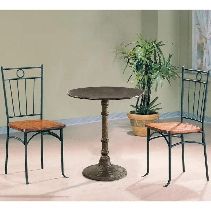 Round Transitional MDF and Metal Bistro Dining Table - 30 H x 30 W x 30 L Inches