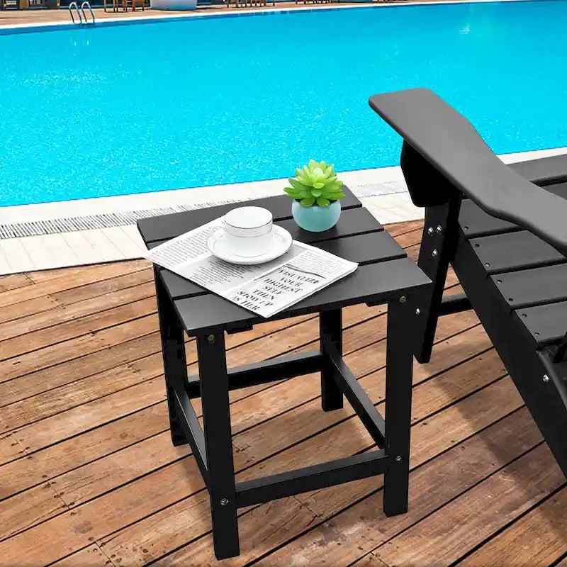 Patio 15 End Side Coffee Table Square Wooden Slat Garden Deck - See details