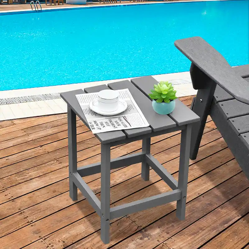Patio 15 End Side Coffee Table Square Wooden Slat Garden Deck - See details