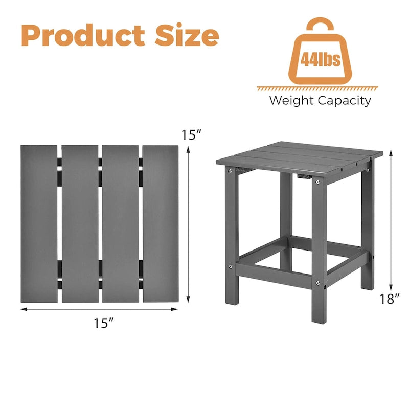Patio 15 End Side Coffee Table Square Wooden Slat Garden Deck - See details