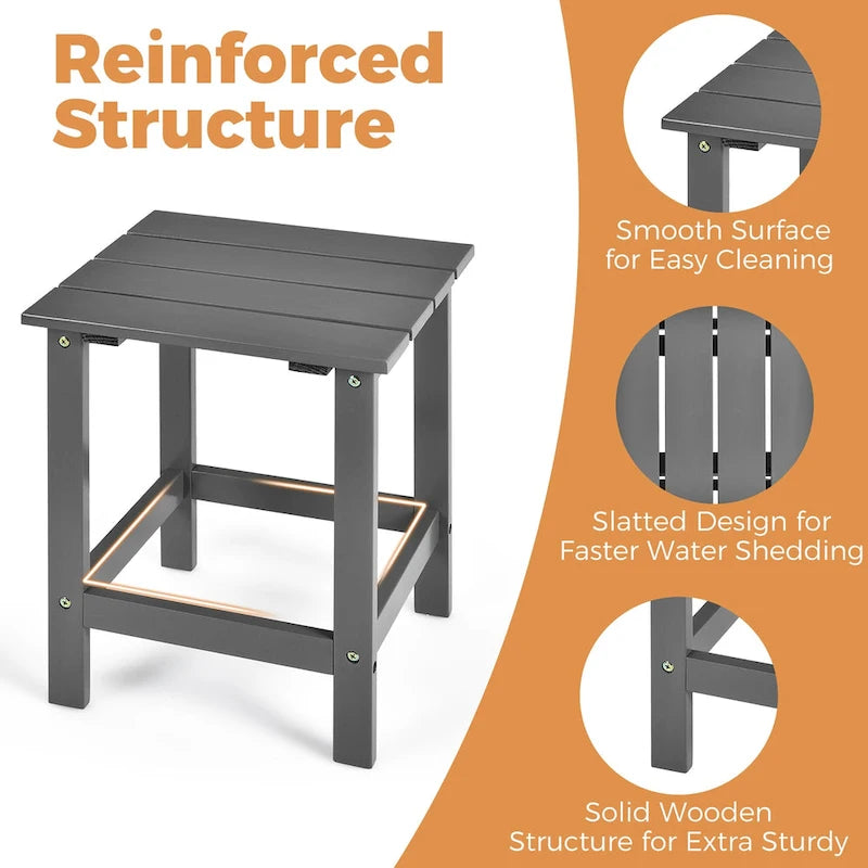 Patio 15 End Side Coffee Table Square Wooden Slat Garden Deck - See details