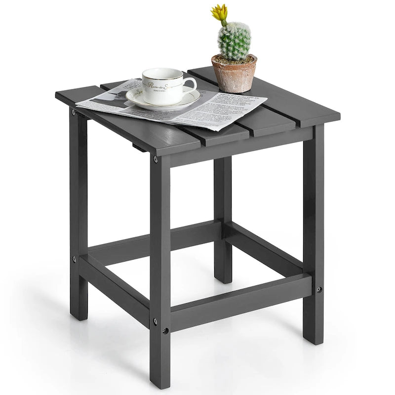 Patio 15 End Side Coffee Table Square Wooden Slat Garden Deck - See details