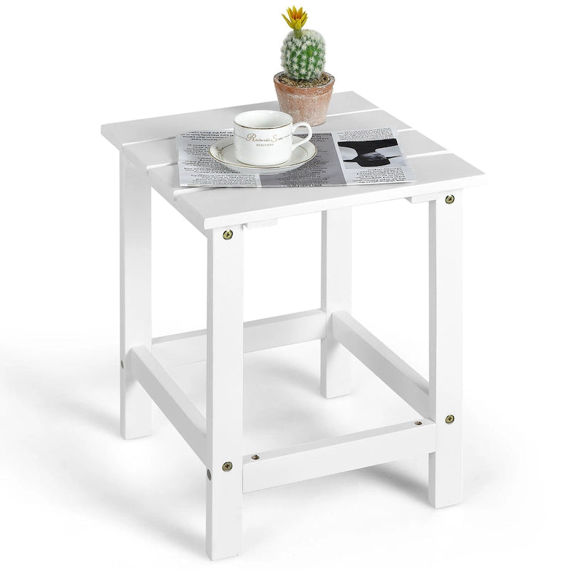 Patio 15 End Side Coffee Table Square Wooden Slat Garden Deck - See details