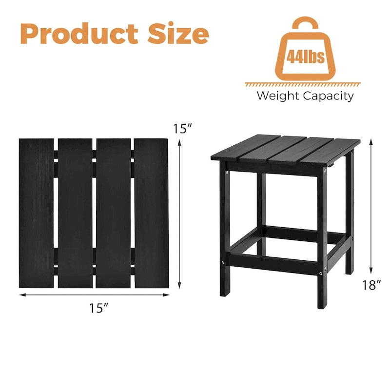 Patio 15 End Side Coffee Table Square Wooden Slat Garden Deck - See details
