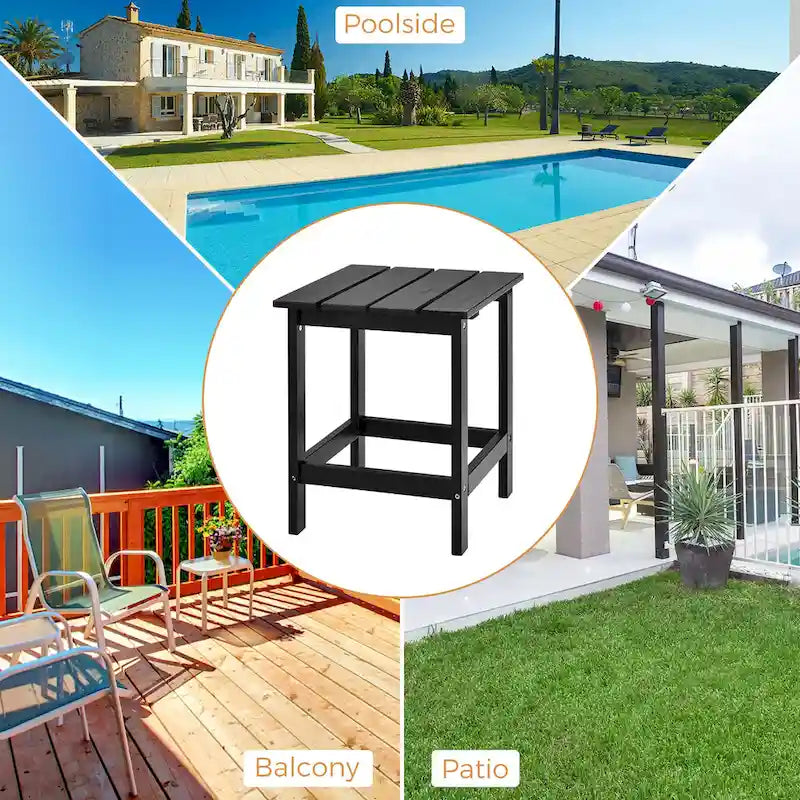 Patio 15 End Side Coffee Table Square Wooden Slat Garden Deck - See details