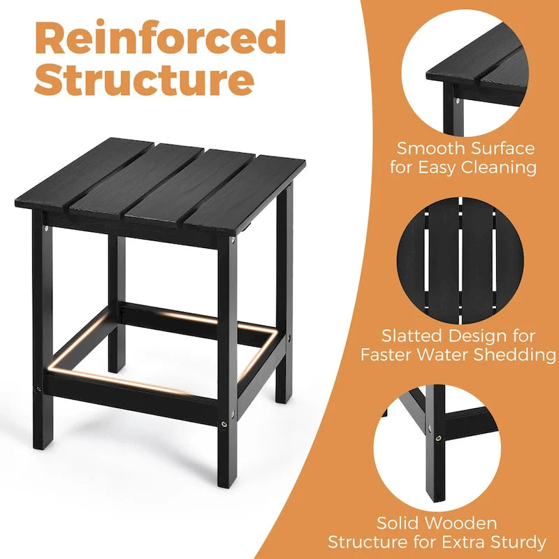 Patio 15 End Side Coffee Table Square Wooden Slat Garden Deck - See details